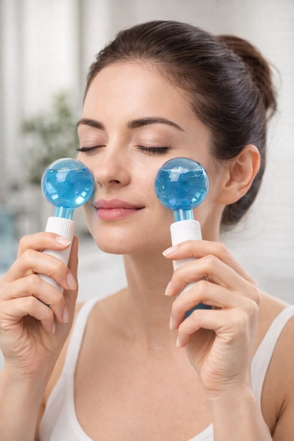 2pcs Crystal Ice Globes - De-Puff & Glow Facial Massager - For Pores & Dark Circles