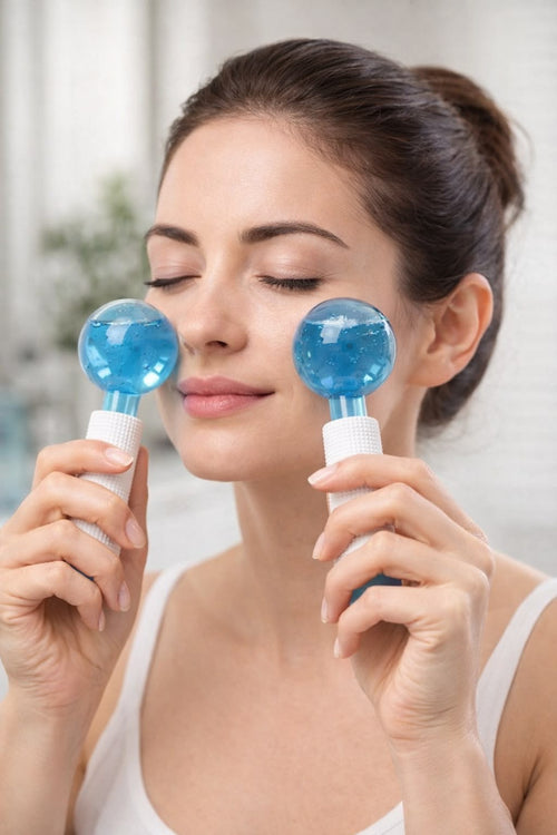 2pcs Crystal Ice Globes - De-Puff & Glow Facial Massager - For Pores & Dark Circles
