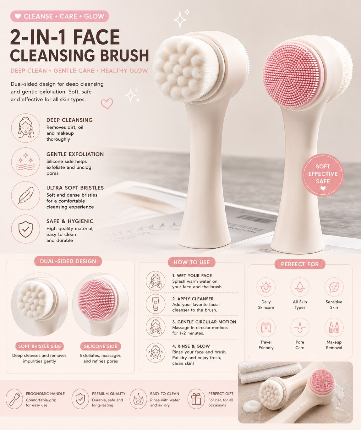 7-in-1 Glow & Clean Skincare Set - Ice Roller + Face Scrubber + Washbag